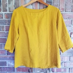 Mustard yellow Notperfectlinen top size M/L